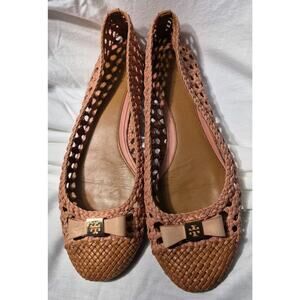 TORY BURCH Women's Pink Leather Quilted Flats Size 8M